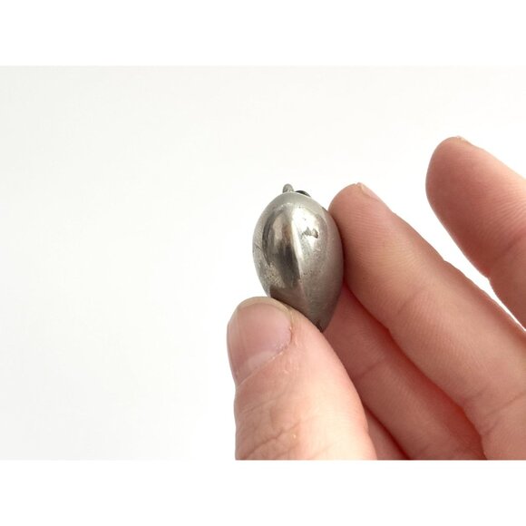 Silver Toned Puffed Heart Vintage Costume Jewelry Pendant | Charm - Picture 6 of 9